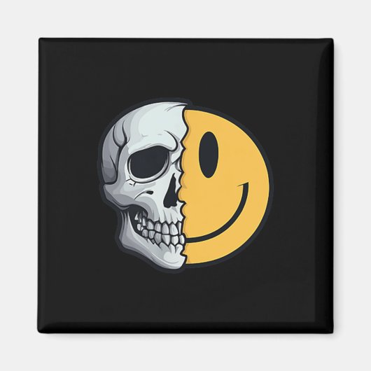 Half Skull Smile Face Rave Skeleton 70er 80er 90s Magnet (Vorne)