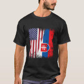 Half Slovak Slovakian Flag- Slovakia Usa T-Shirt (Vorderseite)