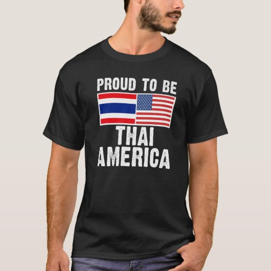 Half thai Half American Thailand Flag T-Shirt (Vorderseite)