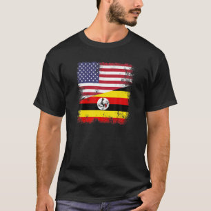 Half ugandische Flagge Vintag Uganda USA Gift T-Shirt
