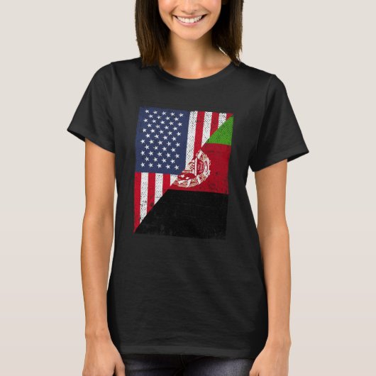 Half USA Flag Half Afghanistan Flag American Afgha T-Shirt (Vorderseite)