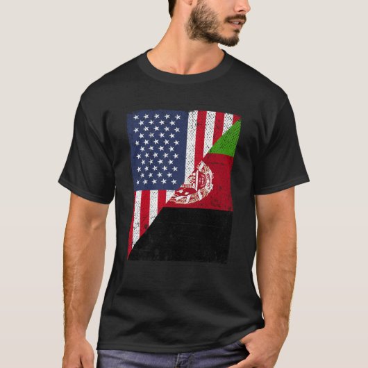 Half USA Flag Half Afghanistan Flag American Afgha T-Shirt (Vorderseite)