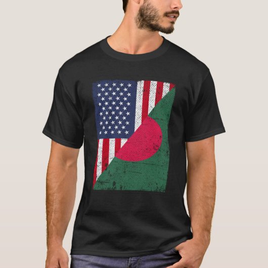 Half USA Flag Half Bangladesh Flag American Bangla T-Shirt (Vorderseite)