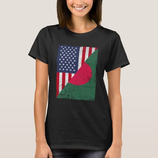 Half USA Flag Half Bangladesh Flag American Bangla T-Shirt (Vorderseite)