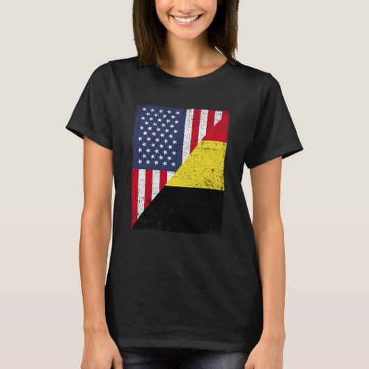 Half USA Flag Half Belgium Flag American Belgian T-Shirt (Vorderseite)
