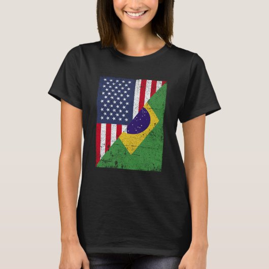 Half USA Flag Half Brazil Flag American Brazilian T-Shirt (Vorderseite)
