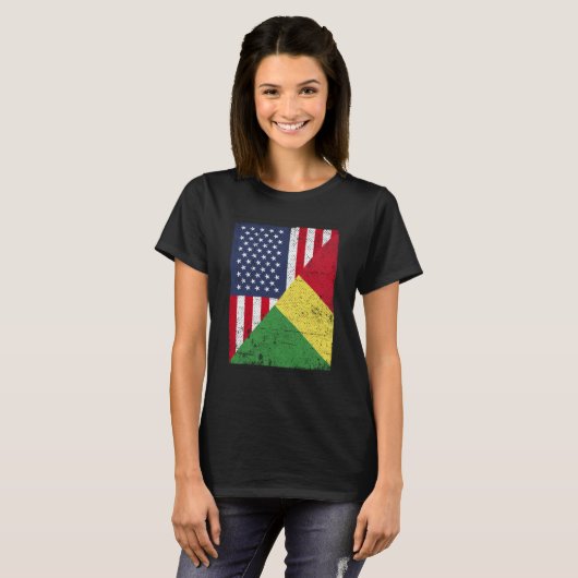 Half USA Flag Half Congo Flag American Congolese T-Shirt (Vorne ganz)