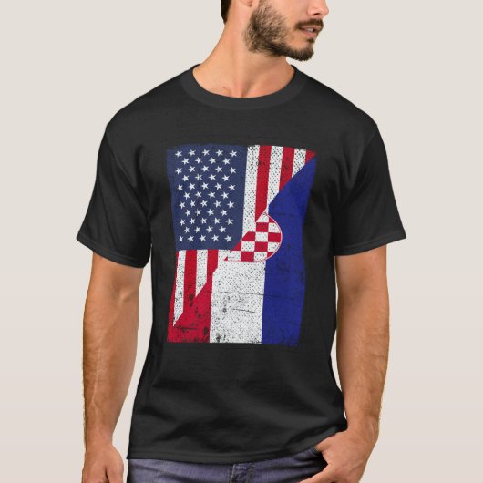 Half USA Flag Half Croatia Flag American Croatian T-Shirt (Vorderseite)
