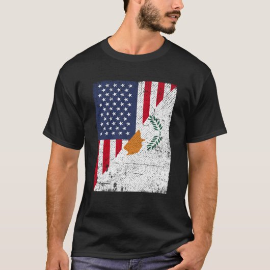 Half USA Flag Half Cyprus Flag American Cypriotic T-Shirt (Vorderseite)