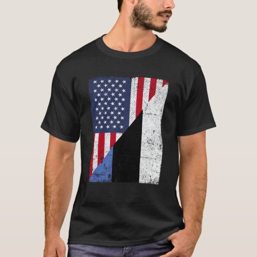 Half USA Flag Half Estonia Flag American Estonian T-Shirt (Vorderseite)