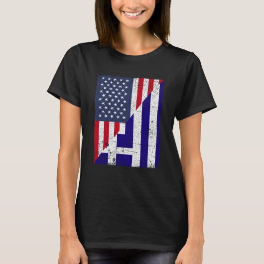 Half USA Flag Half Greece Flag American Greek T-Shirt (Vorderseite)