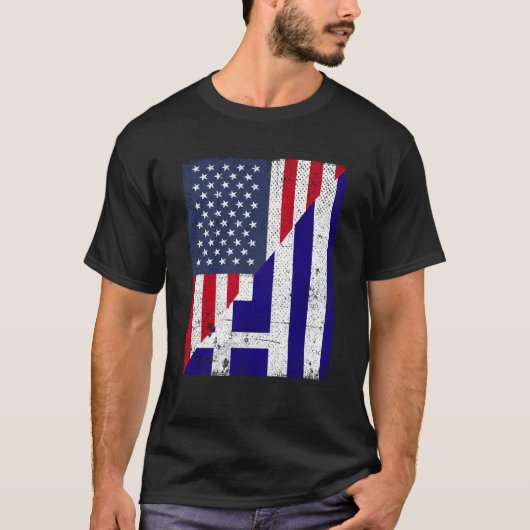 Half USA Flag Half Greece Flag American Greek T-Shirt (Vorderseite)