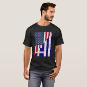 Half USA Flag Half Greece Flag American Greek T-Shirt (Vorne ganz)