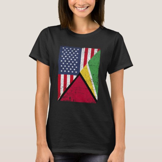 Half USA Flag Half Guyana Flag American Guyanian T-Shirt (Vorderseite)