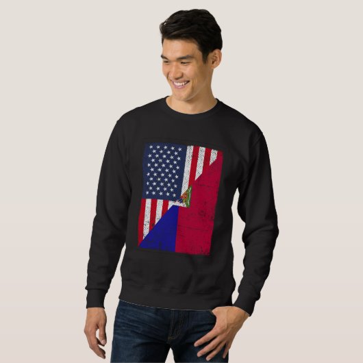 Half USA Flag Half Haiti Flag American Haitian Sweatshirt (Vorne ganz)