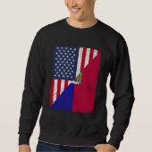 Half USA Flag Half Haiti Flag American Haitian Sweatshirt (Vorderseite)