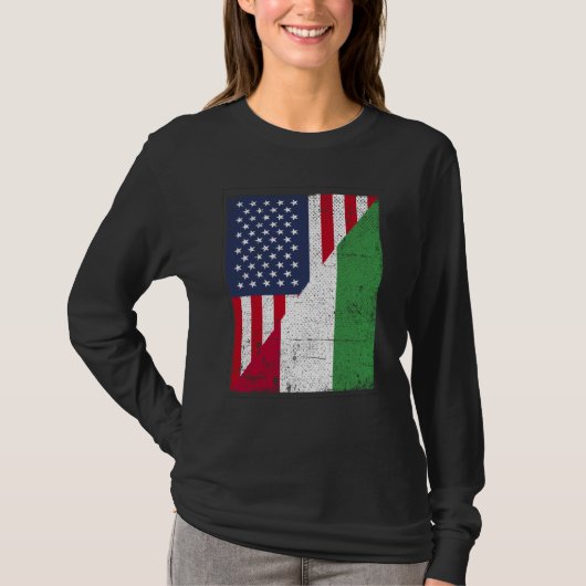 Half USA Flag Half Hungary Flag American Hungarian T-Shirt (Vorderseite)