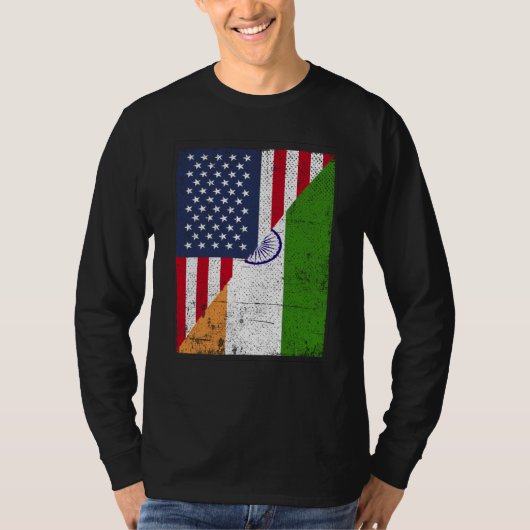 Half USA Flag Half India Flag American Indian T-Shirt (Vorderseite)