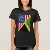 Half USA Flag Half Jamaica Flag American Jamaican T-Shirt (Vorderseite)
