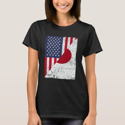 Half USA Flag Half Japan Flag American Japanese T-Shirt (Vorderseite)