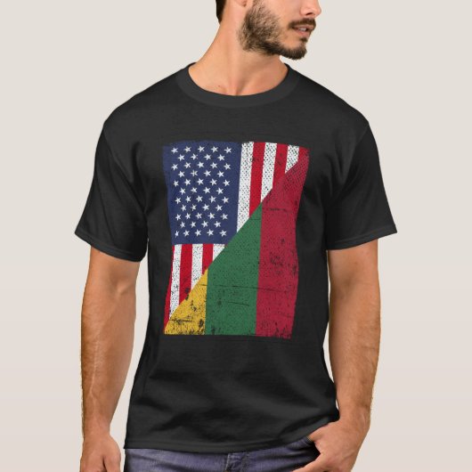 Half USA Flag Half Lithuania Flag American Lithuan T-Shirt (Vorderseite)