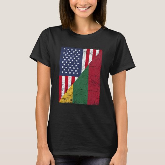 Half USA Flag Half Lithuania Flag American Lithuan T-Shirt (Vorderseite)