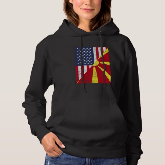 Half USA Flag Half Macedonia Flag American Macedon Hoodie (Vorderseite)