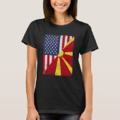 Half USA Flag Half Macedonia Flag American Macedon T-Shirt (Vorderseite)