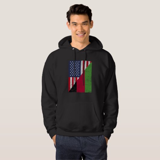Half USA Flag Half Malawi Flag American Malawian Hoodie (Vorne ganz)