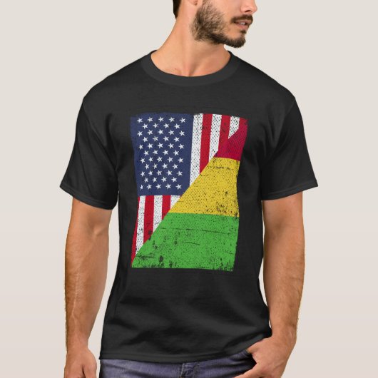 Half USA Flag Half Mali Flag American Malian T-Shirt (Vorderseite)