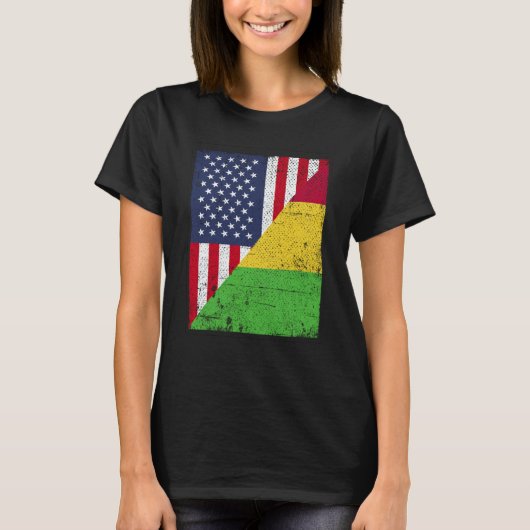 Half USA Flag Half Mali Flag American Malian T-Shirt (Vorderseite)