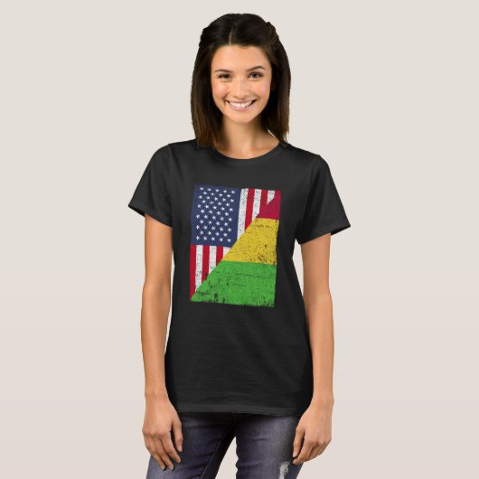 Half USA Flag Half Mali Flag American Malian T-Shirt (Vorne ganz)
