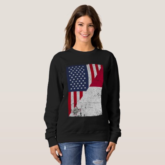 Half USA Flag Half Malta Flag American Maltese Sweatshirt (Vorne ganz)