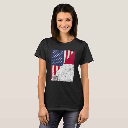 Half USA Flag Half Malta Flag American Maltese T-Shirt (Vorne ganz)