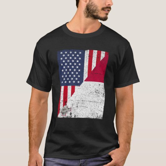 Half USA Flag Half Malta Flag American Maltese T-Shirt (Vorderseite)