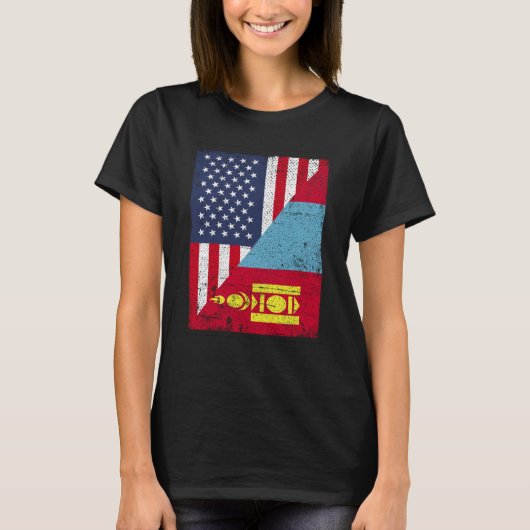 Half USA Flag Half Mongolia Flag American Mongolia T-Shirt (Vorderseite)