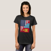 Half USA Flag Half Mongolia Flag American Mongolia T-Shirt (Vorne ganz)