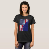Half USA Flag Half New Zealand Flag American New Z T-Shirt (Vorne ganz)