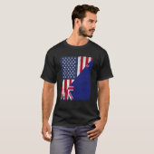 Half USA Flag Half New Zealand Flag American New Z T-Shirt (Vorne ganz)