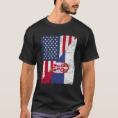 Half USA Flag Half Serbia Flag American Serbian T-Shirt (Vorderseite)
