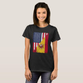 Half USA Flag Half Spain Flag American Spanish T-Shirt (Vorne ganz)