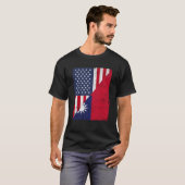 Half USA Flag Half Taiwan Flag American Taiwanese T-Shirt (Vorne ganz)