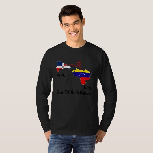 Half venezuela Half Dominican Flag Map Love venezu T-Shirt (Vorne ganz)