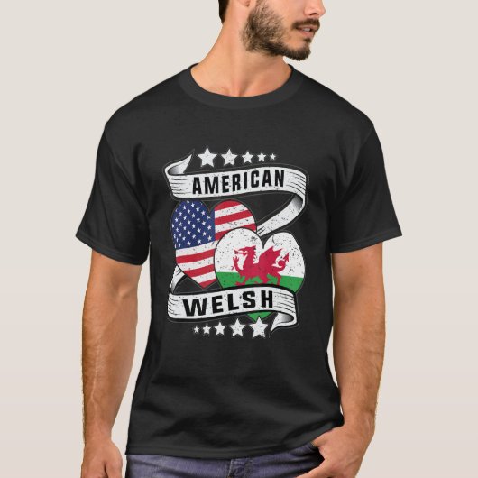 Half Welsh halb amerikanisches Shirt Wales Welsh A (Vorderseite)