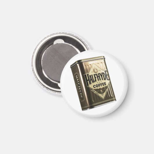 Halfhyde Coffee Co Retro Kaffeetine Magnet (Vorderseite/Rückseite)