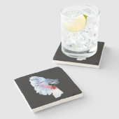 Halfmoon-Betta-Fisch Steinuntersetzer (Seitenansicht)