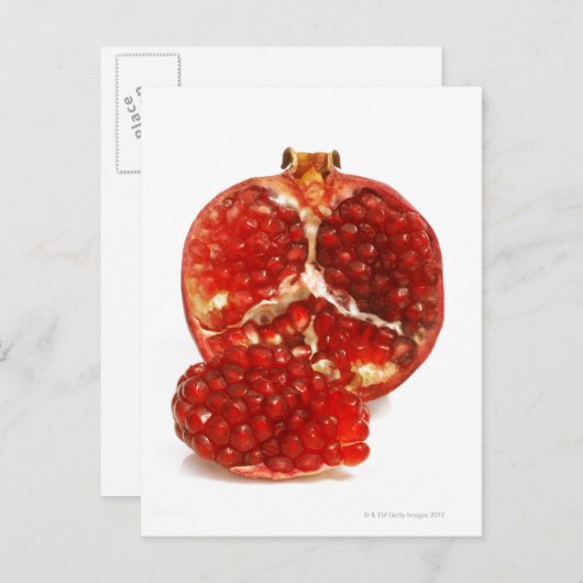 Hälfte eines reifen Granatapfelschnitts, um den Sa Postkarte (Vorne/Hinten)