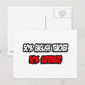 Hälfte Englischlehrerin...halb Superheld Postkarte (Vorne/Hinten)