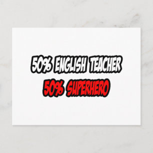Hälfte Englischlehrerin...halb Superheld Postkarte