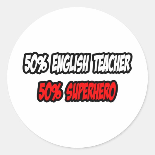 Hälfte Englischlehrerin...halb Superheld Runder Aufkleber (Vorderseite)